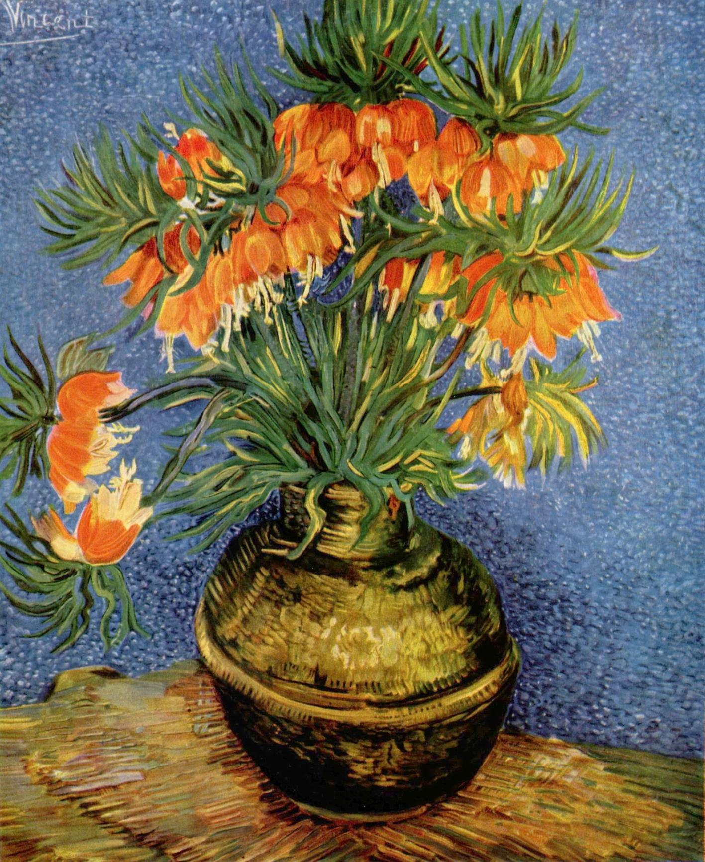 Натюрморт с цветами в бронзовой вазе