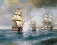 Бриг Меркурий атакованный турецкими кораблями